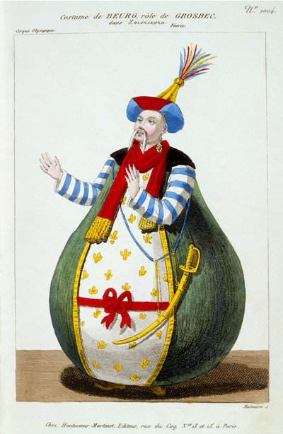 Costume of Beurg, of the Cirque Olympique, in the role of Grosbec in Zazezizozu, from 